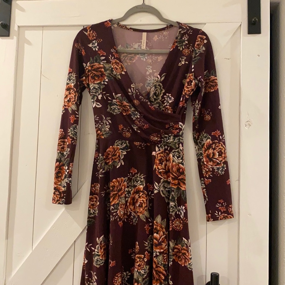 Floral faux wrap dress
